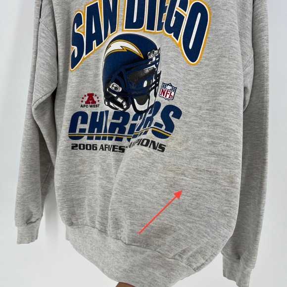 Vintage San Diego Chargers Sweatshirt Mens Large Hanes 2006 AFC West Champs Gray - Picture 5 of 13